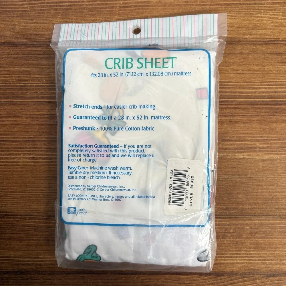 Vintage 1997 Baby Looney Tunes Daffy Duck Crib Sheet NOS Sealed 100% Cotton